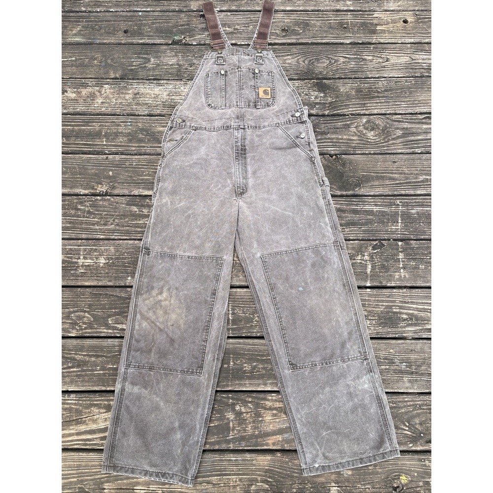 Carhartt R06 CHT Double Front Duck Bib Overalls Chestnut Brown Mens 36x30